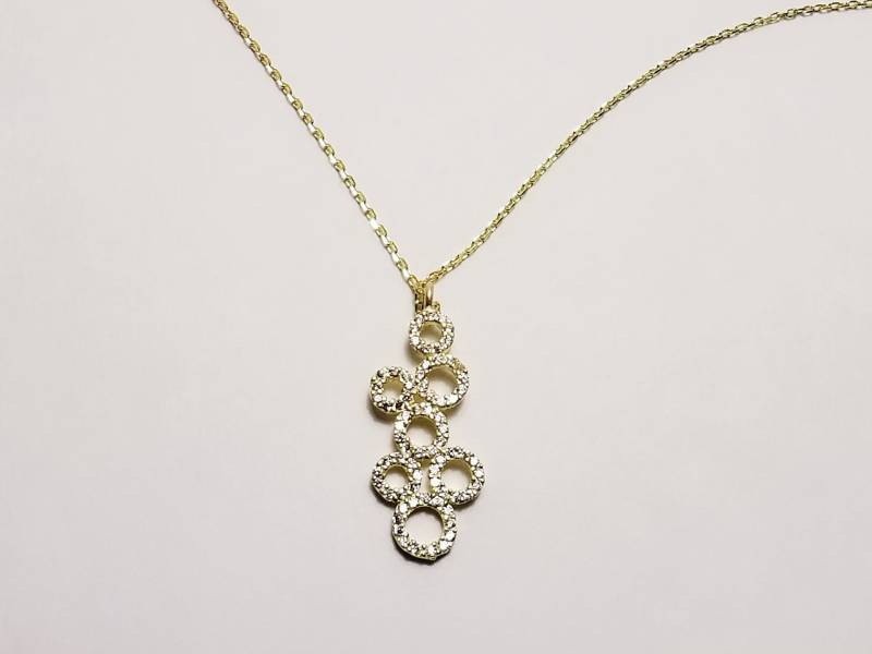 Zirkon Seven Rounds Halskette 925 Sterling Silber von ByLivRich