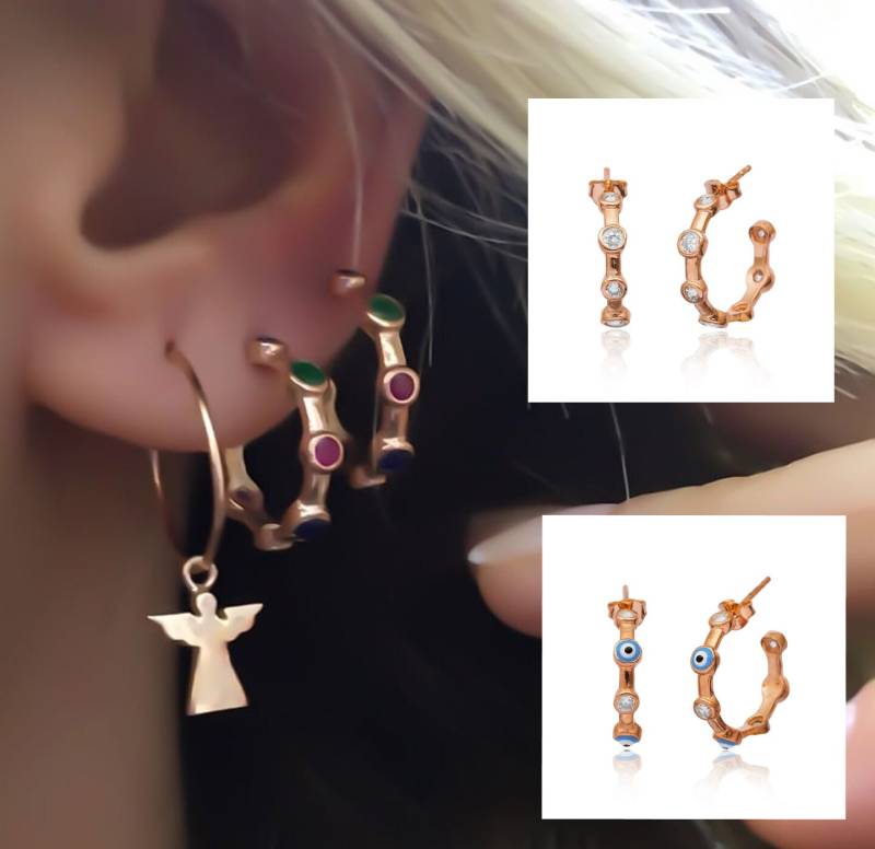 Zirkonia Runde Ohrring Hoop 925 Sterling Silber von ByLivRich