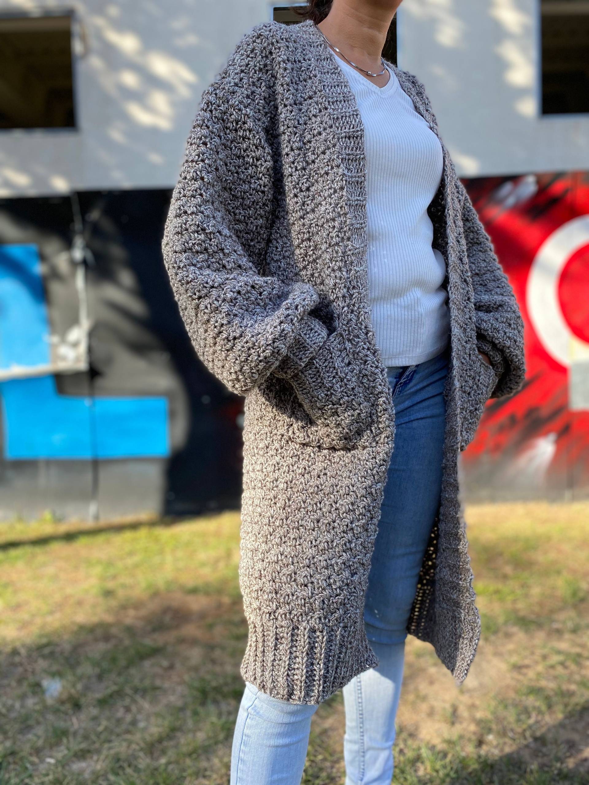 Strickjacke, Boho Style Cardigan, Damen Lange Grobstrick Pullover, Offener Frontcoat, Häkelpullover, Oversize Mantel von ByMasal