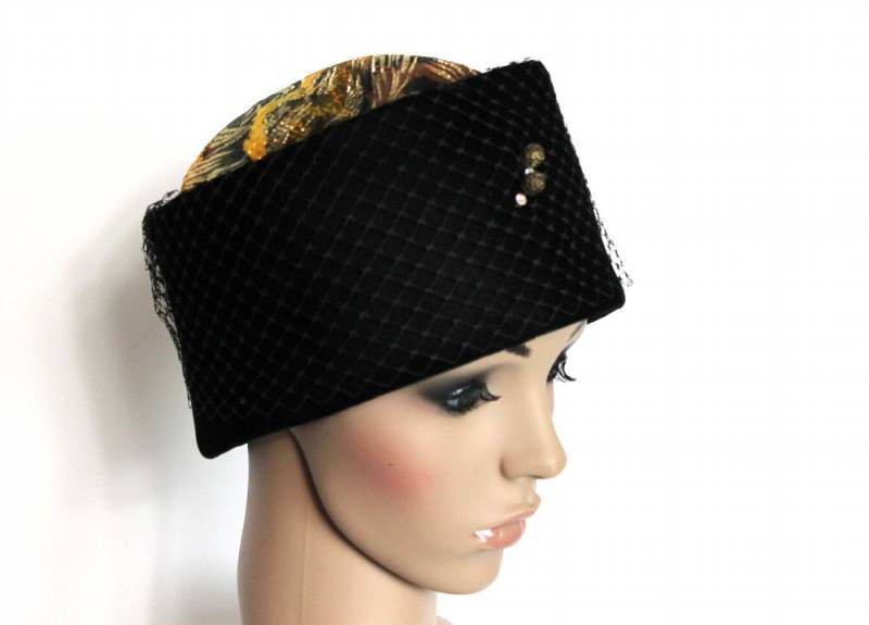 1950Er Jahre Hut Schwarz Tuban Garten Party Mad Man Rockabilly Designer Kleid Retro Femme Fatale Perlen Hochzeit von ByMidnightSparkle