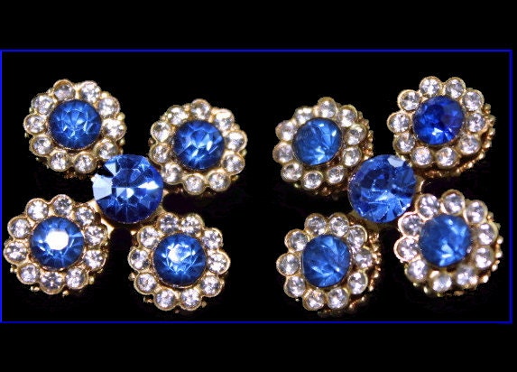 Vintage 1950Er Jahre Strass Pins Mit Blauen Und Klaren Strasssteinen von ByMidnightSparkle