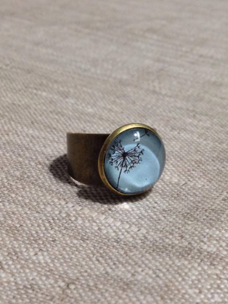 Großer Runder Cabochon-Ring, Pusteblume, Glücksbringer, Wünsche von ByMinily
