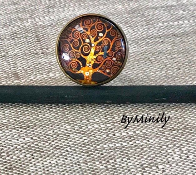 Lebensbaumring, Runder Cabochon, Lebensbaum, Maler, Klimt von ByMinily
