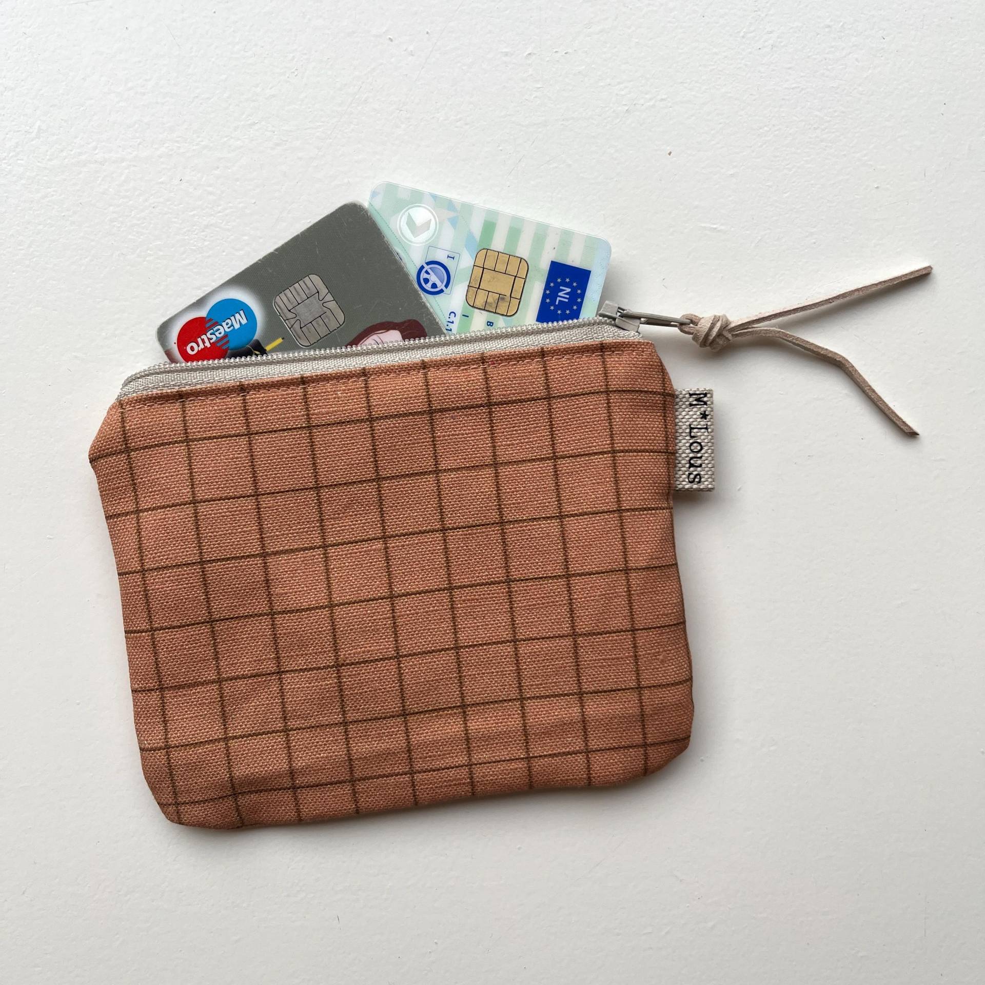 Kleine, Altrosa Geldbörse Mit Würfelmotiv, Kleines Täschchen, Münzbeutel, Mini-Kulturbeutel, Retro-Urban-Minimalist-Boho-stil von ByMlous