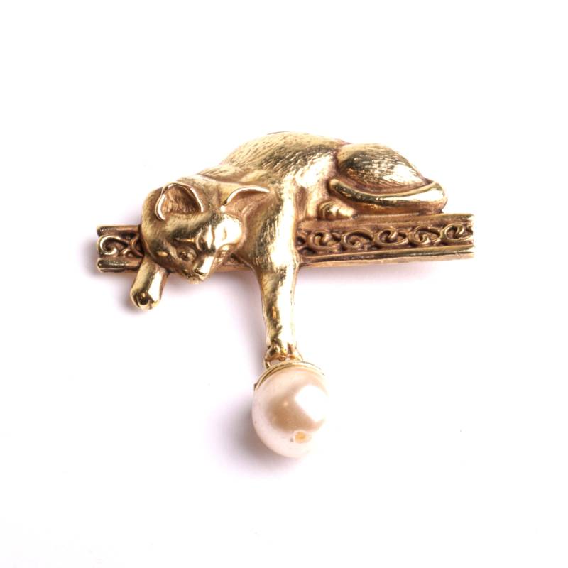 Damen-Brosche, Katzenschmuck, Art-Deco-Perlenbrosche, Hergestellt in Frankreich Damen-Brosche, Katzenschmuck, Art-Deco-Perlenbrosche, Hergestellt in Frankreich von ByModeFrance