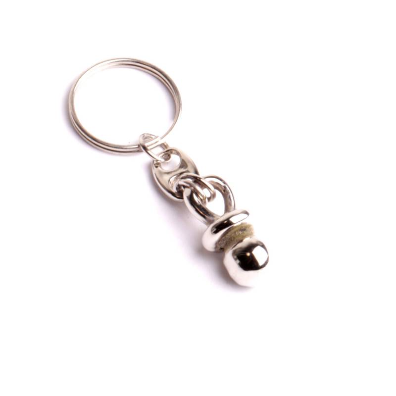 Schlüsselanhänger Baby Geburt Geschenk Schnuller Ungewöhnliches Dekorationsobjekt Sammlung Alte Bronze Oder Verchromtes Metall, Hergestellt in von ByModeFrance