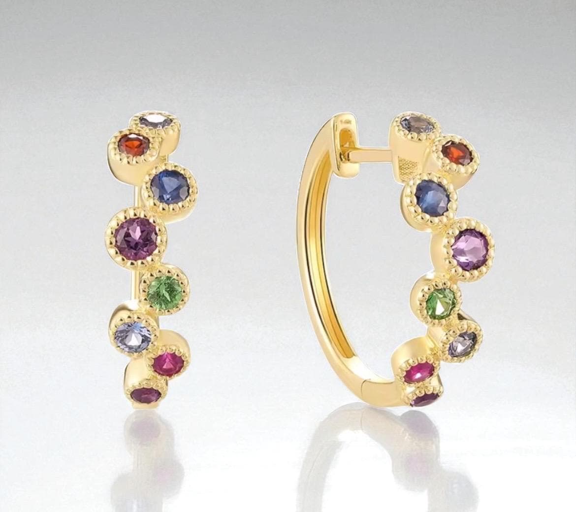 14K Gelbgold Edelstein Huggie Ohrringe Vistoso Fine Jewelry 14K Gelbgold Edelstein Huggie Ohrringe Vistoso Fine Jewelry von ByMoonJewels