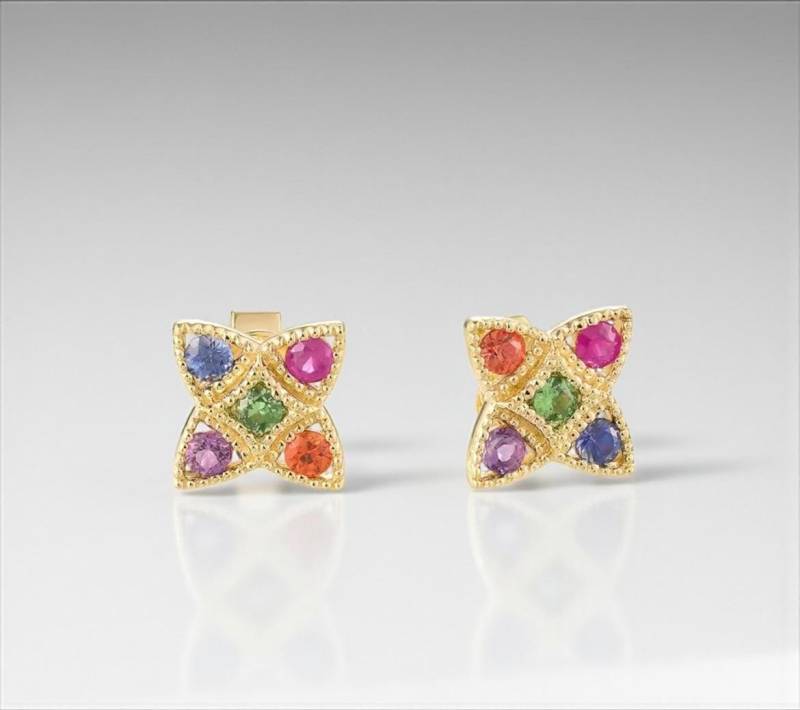 14K Gelbgold Regenbogen Edelstein Ohrstecker 14K Gelbgold Regenbogen Edelstein Ohrstecker von ByMoonJewels
