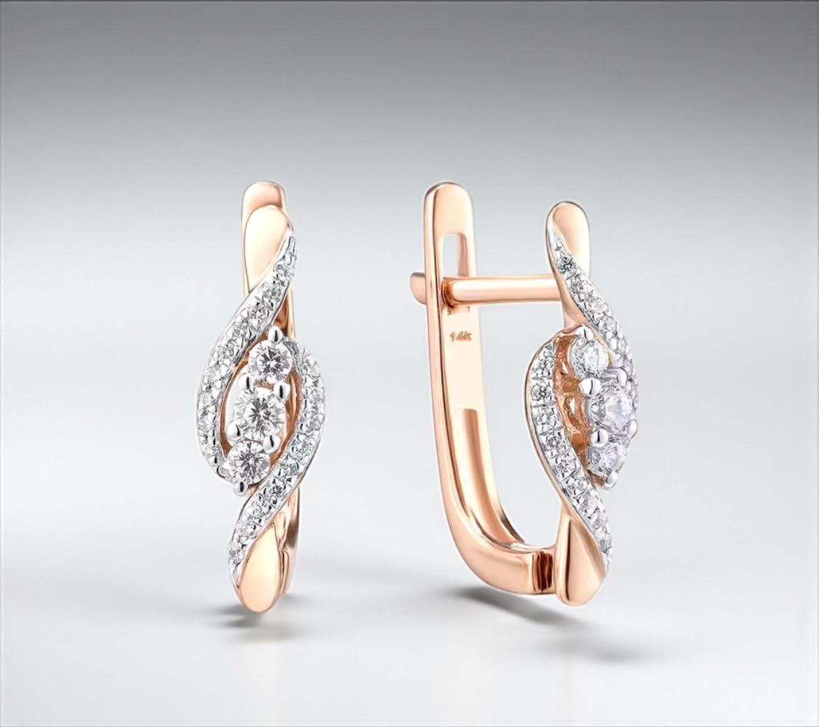 14K Rose Gold Diamant Ohrringe Eleganter Hochzeitsschmuck 14K Rose Gold Diamant Ohrringe Eleganter Hochzeitsschmuck von ByMoonJewels
