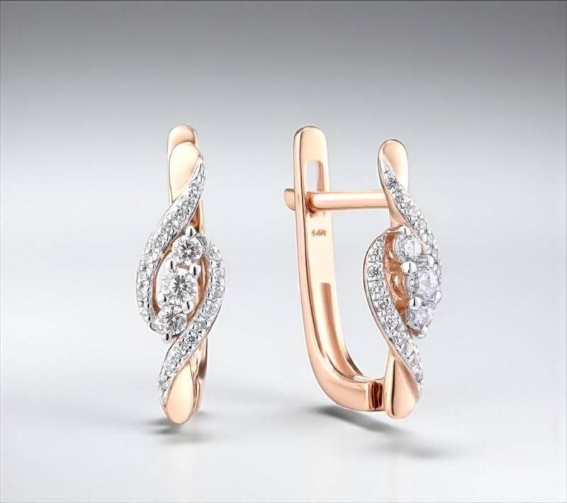 14K Rose Gold Diamant Ohrringe Eleganter Hochzeitsschmuck 14K Rose Gold Diamant Ohrringe Eleganter Hochzeitsschmuck von ByMoonJewels