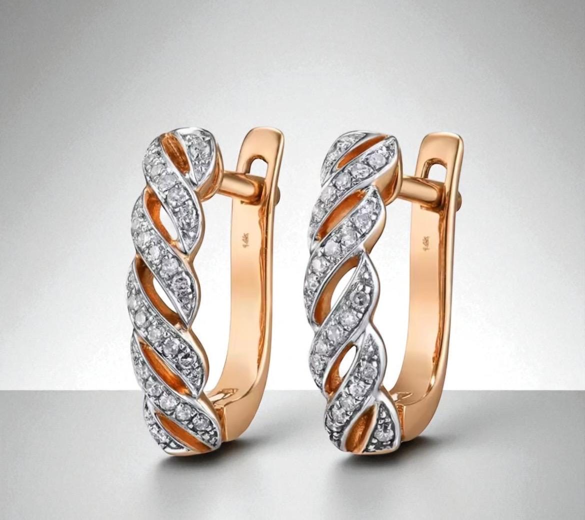 14K Rose Gold Runde Diamant Ohrringe Elegant & Funkelnden Alltagsluxus 14K Rose Gold Runde Diamant Ohrringe Elegant & Funkelnden Alltagsluxus von ByMoonJewels