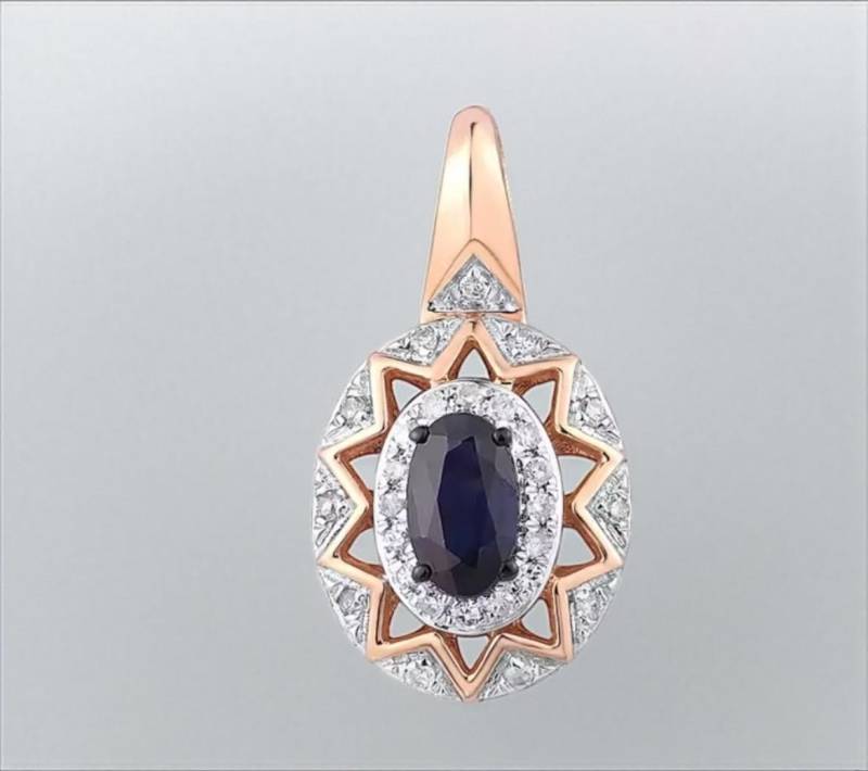 14K Rose Gold Saphir Anhänger Halskette Diamant Akzent, Eleganter Hochzeits Schmuck 14K Rose Gold Saphir Anhänger Halskette Diamant Akzent, Eleganter Hochzeits Schmuck von ByMoonJewels
