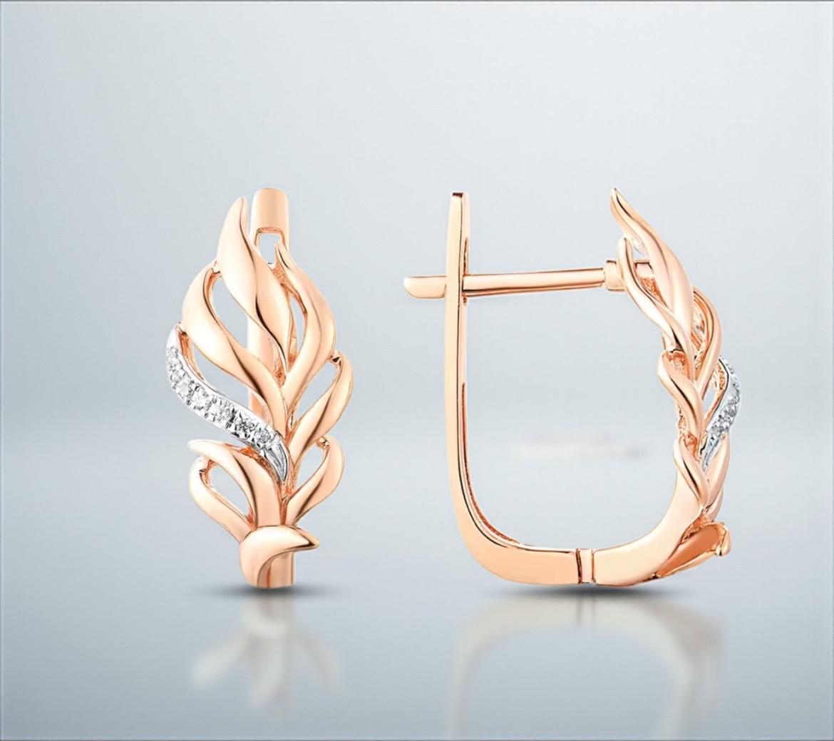 14K Rosegold Diamant Ohrclips Floraler Hochzeitsschmuck 14K Rosegold Diamant Ohrclips Floraler Hochzeitsschmuck von ByMoonJewels