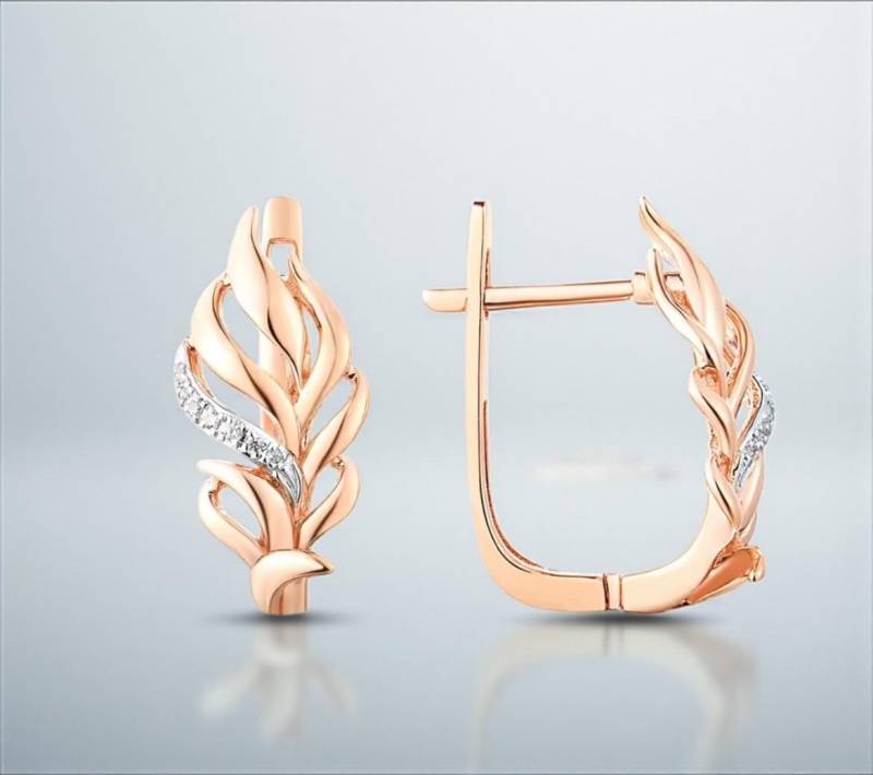 14K Rosegold Diamant Ohrclips Floraler Hochzeitsschmuck 14K Rosegold Diamant Ohrclips Floraler Hochzeitsschmuck von ByMoonJewels