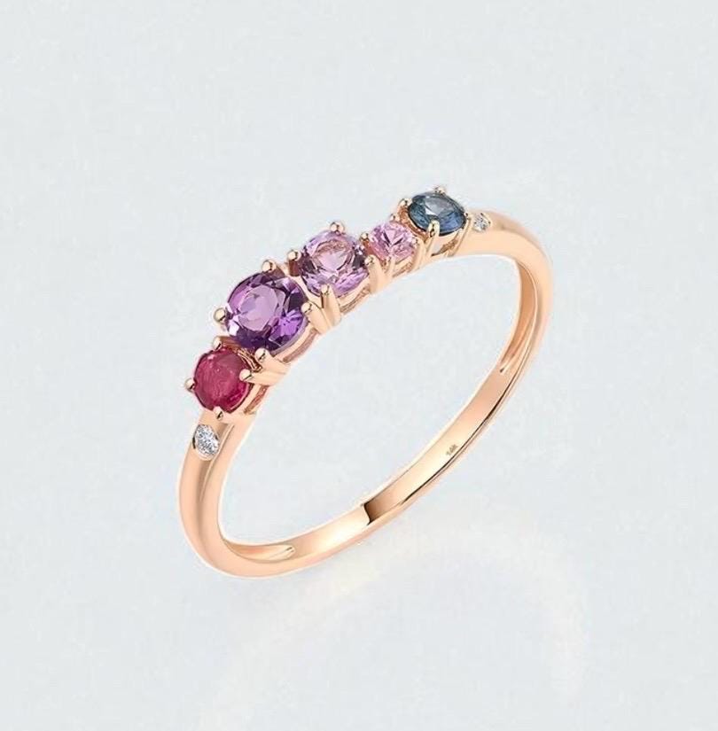 14K Rosegold Edelstein Ring - Rubin, Smaragd Und Amethyst Funkeln Für Sie von ByMoonJewels