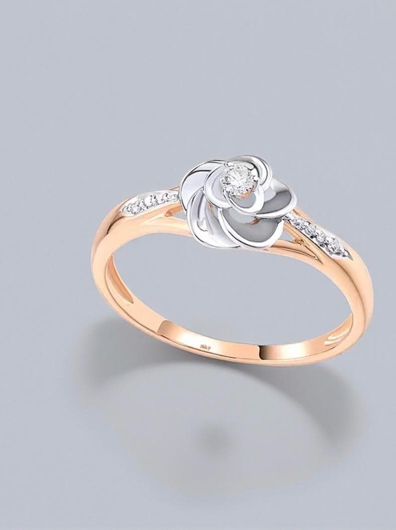 14K Zweifarbiger Golddiamantring - Eleganter Verlobungsring 14K Zweifarbiger Golddiamantring - Eleganter Verlobungsring von ByMoonJewels