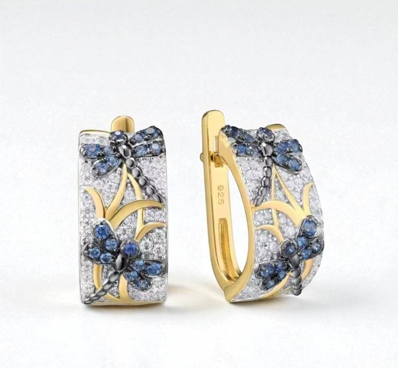 925Er Silber Libellen Ohrringe Für Frauen Zarten Blauen Akzent, Alltag Oder Party Wear von ByMoonJewels