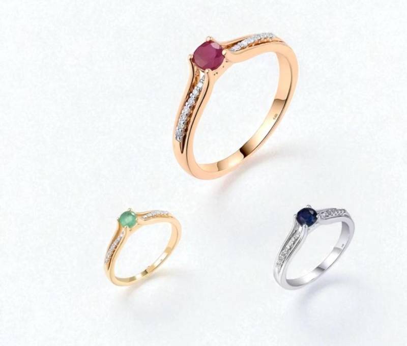 Eleganter 14K Goldring Für Frauen Diamant Rubin & Smaragd Eternity Band von ByMoonJewels