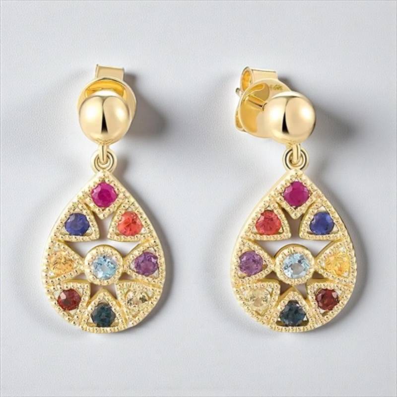 Funkelnde Edelsteinohrringe Aus Massivem 14K Gold Schicke, Farbenfrohe Schmuckstücke Für Besondere Anlässe Funkelnde Edelsteinohrringe Aus Massivem 14K Gold Schicke, Farbenfrohe Schmuckstücke Für Besondere Anlässe von ByMoonJewels