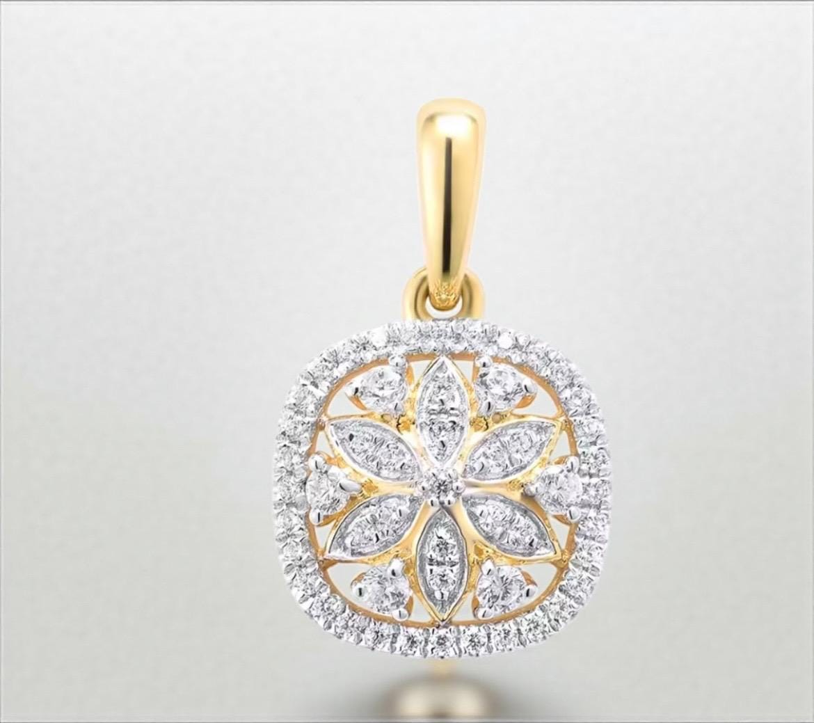 Handgefertigter 14K Gold Diamant Anhänger | Zarte Blumen Halskette Für Frauen Handgefertigter 14K Gold Diamant Anhänger | Zarte Blumen Halskette Für Frauen von ByMoonJewels