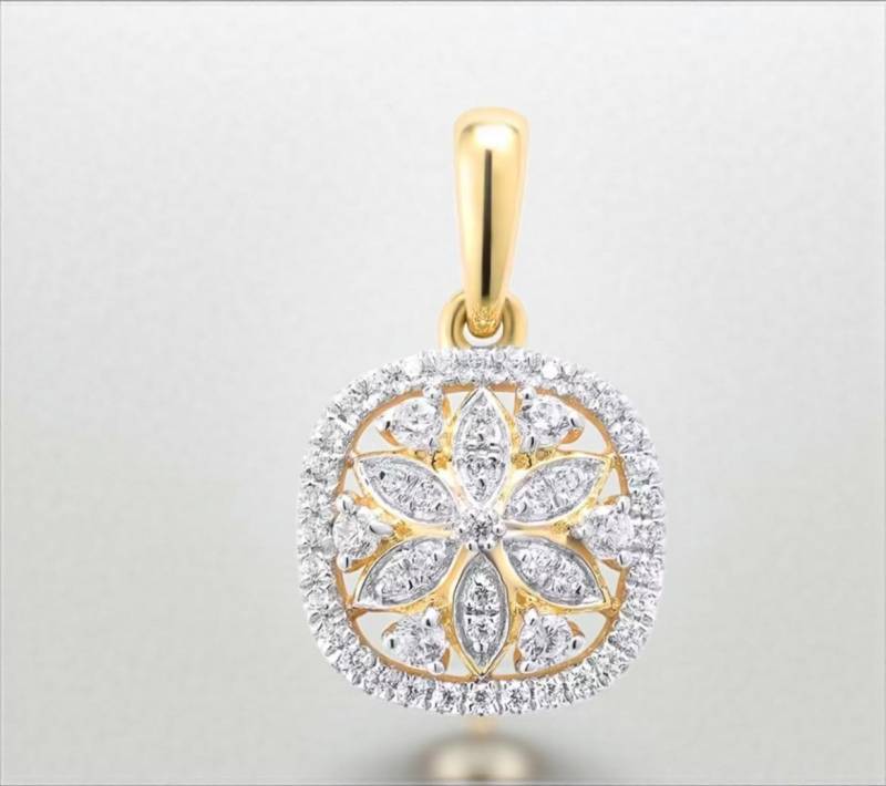 Handgefertigter 14K Gold Diamant Anhänger | Zarte Blumen Halskette Für Frauen Handgefertigter 14K Gold Diamant Anhänger | Zarte Blumen Halskette Für Frauen von ByMoonJewels