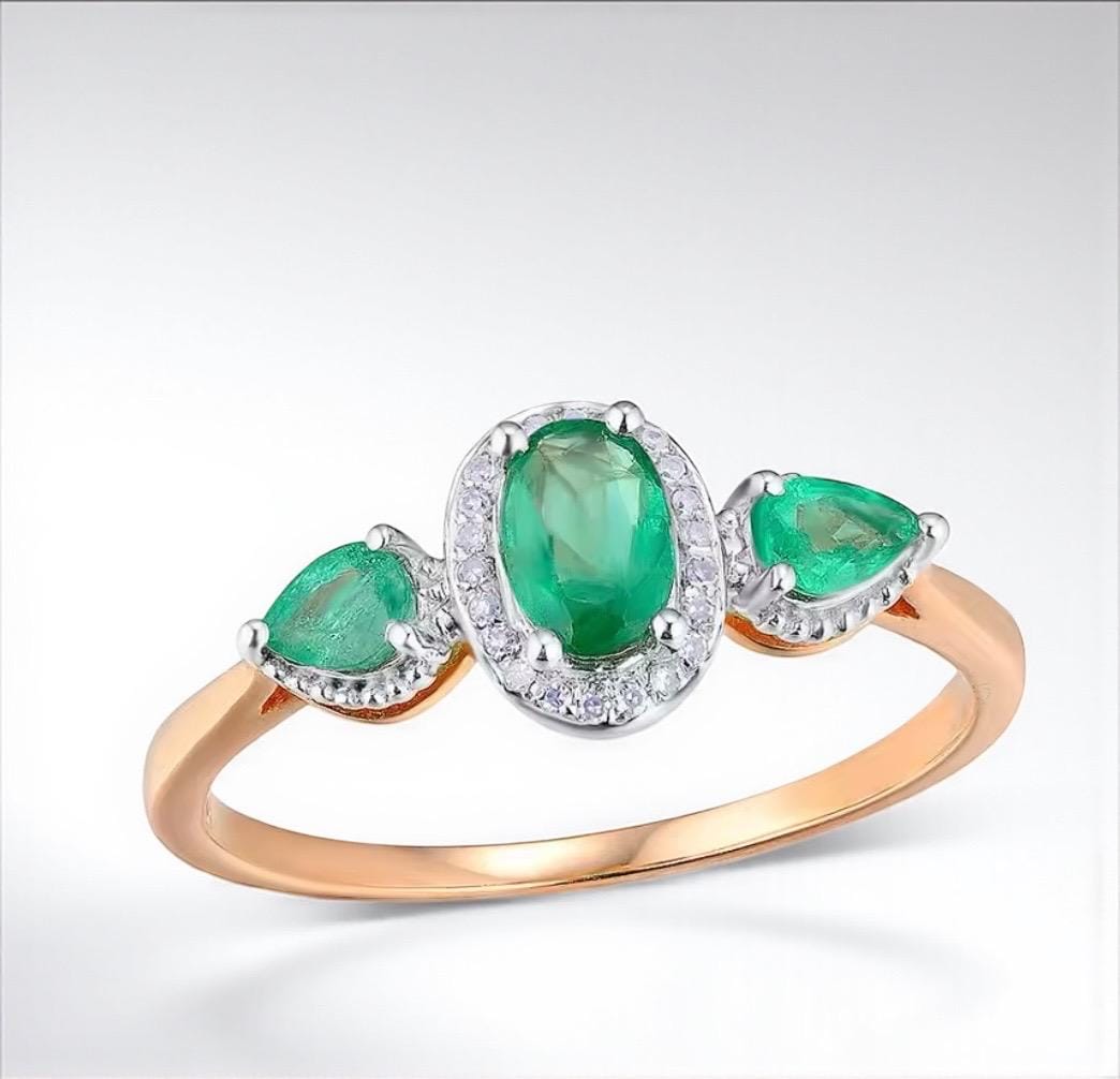 Rosegold Smaragd Ring Mit Diamanten - 14K Fine Jewelry Für Damen, Jahrestag Oder Verlobung Rosegold Smaragd Ring Mit Diamanten - 14K Fine Jewelry Für Damen, Jahrestag Oder Verlobung von ByMoonJewels