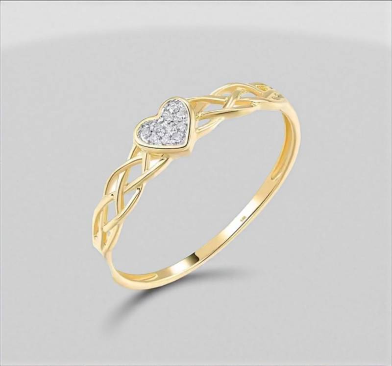 Vistoso 14K Gelbgold Herz Ring Mit Natürlichen Diamanten Eleganter Damenschmuck Vistoso 14K Gelbgold Herz Ring Mit Natürlichen Diamanten Eleganter Damenschmuck von ByMoonJewels
