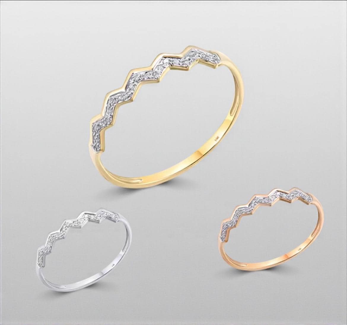 Zierlicher 14K Gold Diamond Wave Ring - Eleganter Stapelring Zierlicher 14K Gold Diamond Wave Ring - Eleganter Stapelring von ByMoonJewels