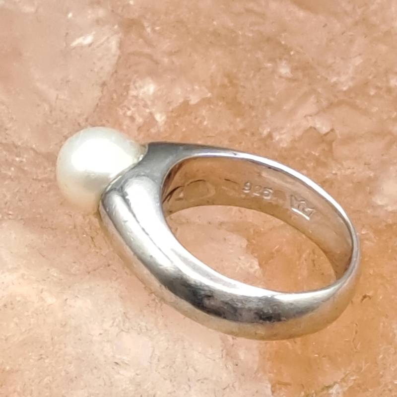 Schöner Statement Ring, Silber 925 Mit Perlmuttperle. Grösse Us = 6, 5 Und De 53 von ByNilShop