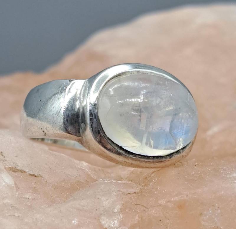 statement Ring Silber 925 Mit Perlmuttstein Mondstein. Grösse Us =7, 25 Und De = 55 von ByNilShop