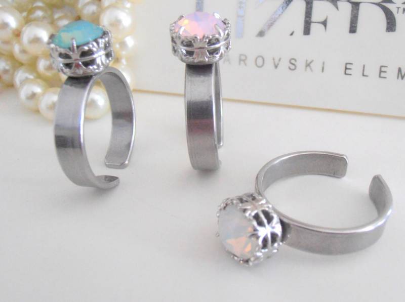 Pacific Opal Chirurgenstahl Filigran Verstellbarer Ring Art Deco Damen Schmuck Geburtstagsgeschenk von ByParisie