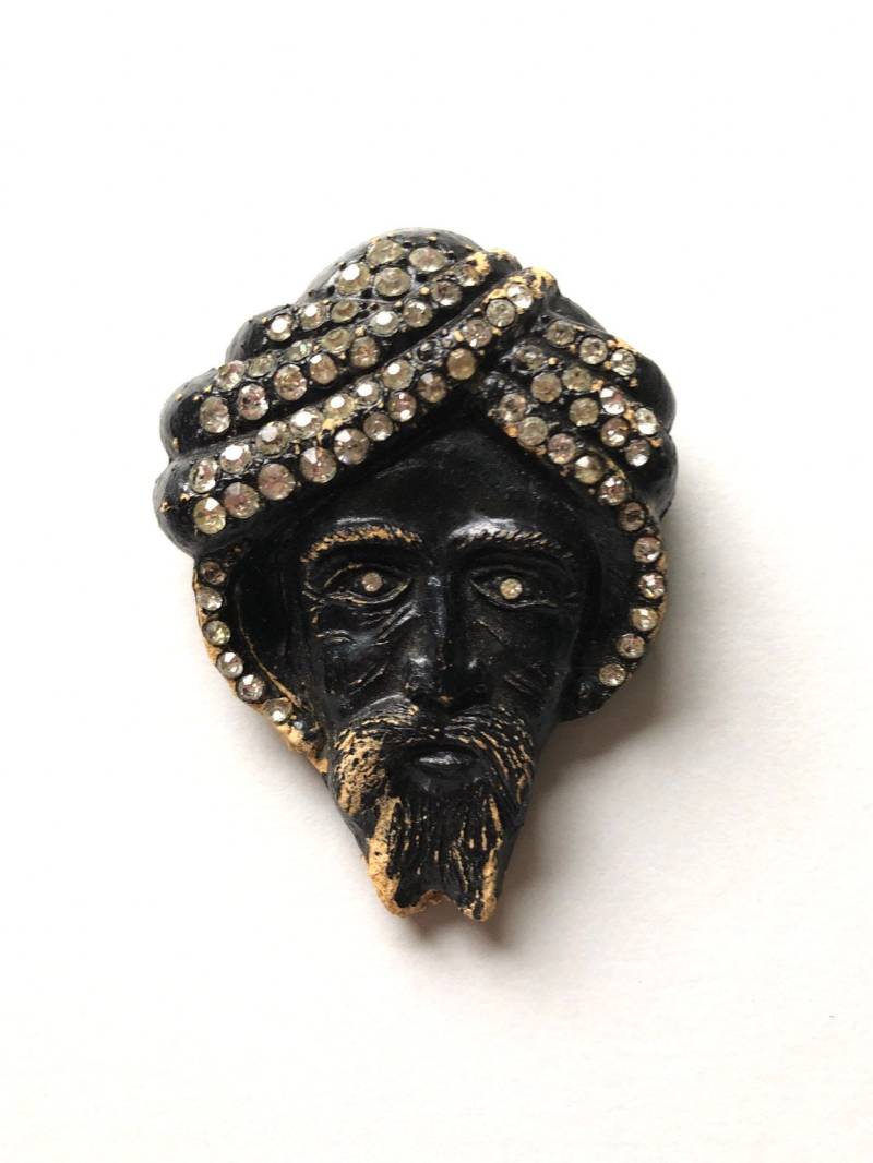 Vintage Brosche Maske Gesicht | Wahrsager Swami Turban Strass 1930Er Art Deco Rarität Selten Vintage Brosche Maske Gesicht | Wahrsager Swami Turban Strass 1930Er Art Deco Rarität Selten von ByPompadours
