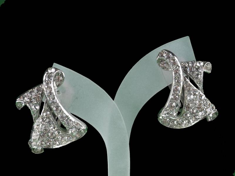 Vintage Designer Ora Strass Abstrakt Art-Deco-Stil Ohrringe von ByPompadours