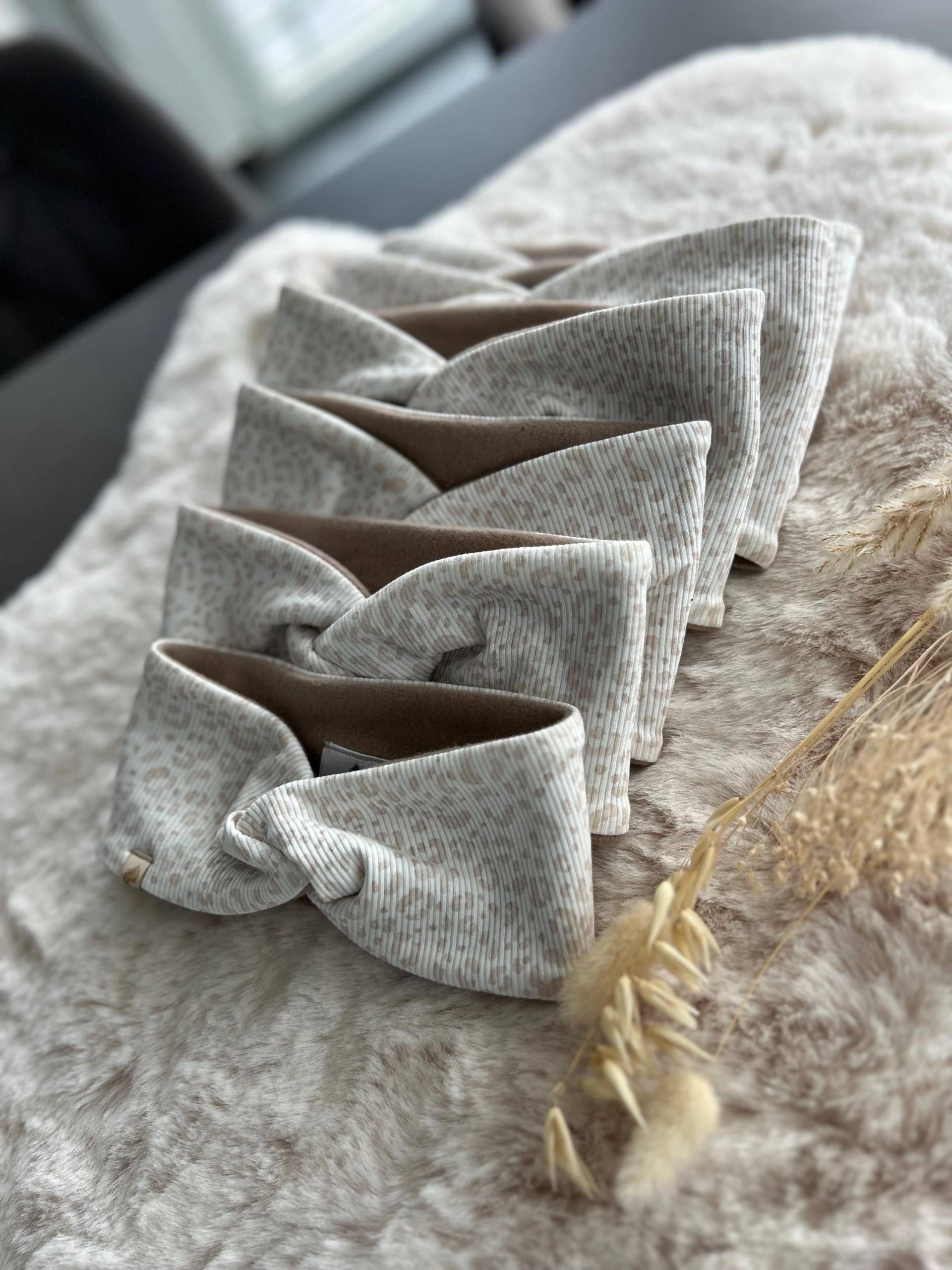 Fleece Rippjersey Leo Animal Look Stirnband Mama Mini von ByQueenJanine