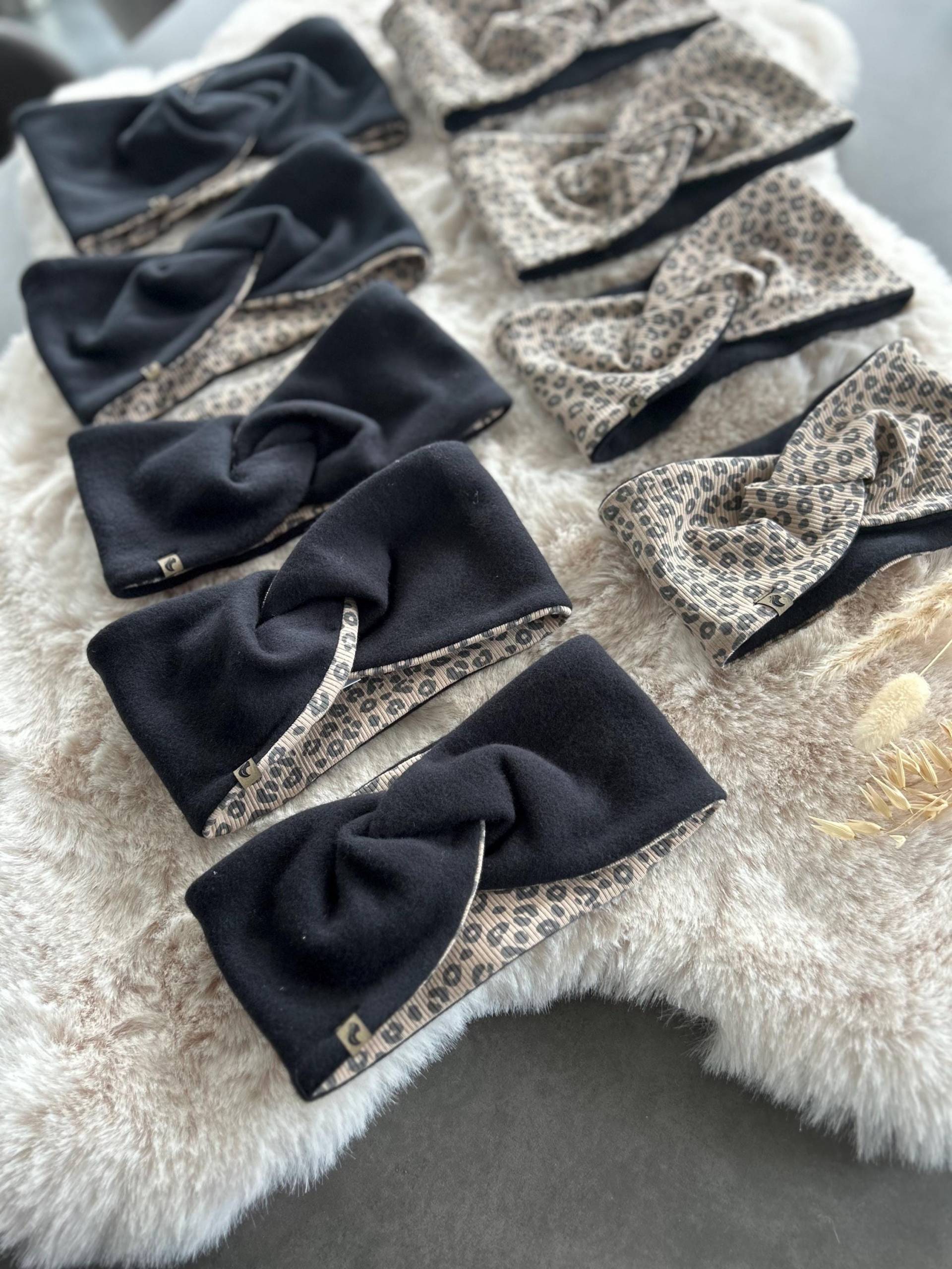 Fleece Rippjersey Leo Animal Look Stirnband Mama Mini von ByQueenJanine