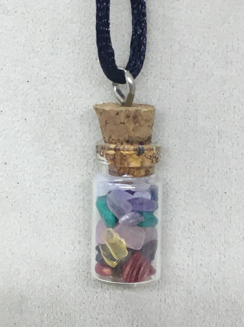 Chakra, Trank Flasche, Glas Anhänger Halskette, Chakra Steine, Spiritueller Schmuck Chakra, Trank Flasche, Glas Anhänger Halskette, Chakra Steine, Spiritueller Schmuck von BySarafin