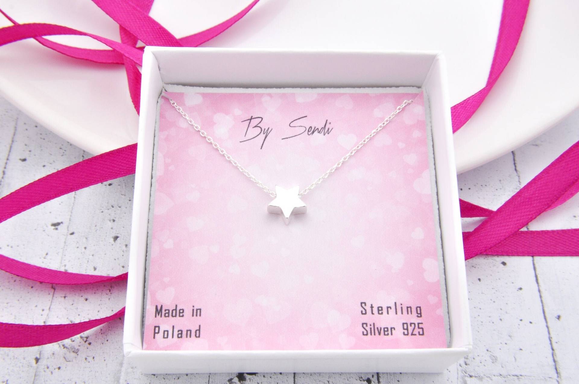 Halskette Mit Stern, 3D Anhänger, Sterling Silber Minimalist Beste Freundin Geburtstag Geschenke von BySendiJewelry