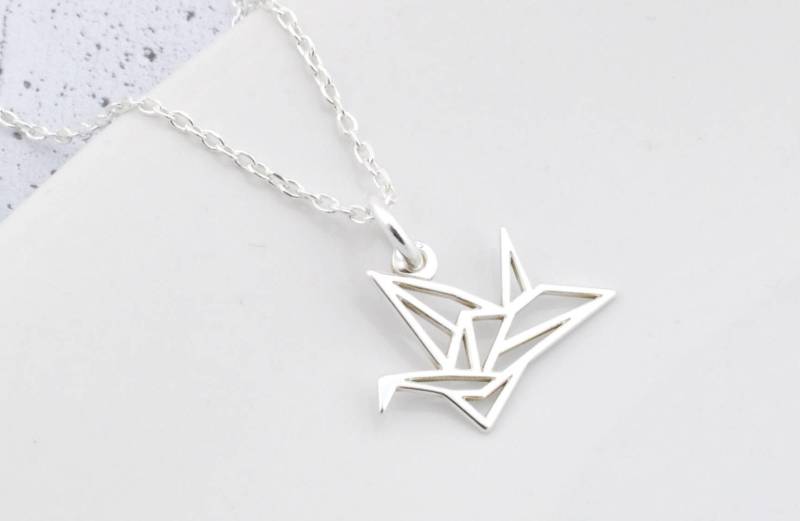 Origami Kranich Halskette, Sterling Silber Kleines Geschenk Für Sie von BySendiJewelry