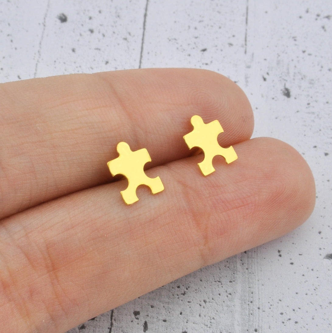 Puzzle Ohrringe, Sterling Silber Kleine Ohrstecker, Sommer Schmuck, Geburtstag Geschenk Für Sie von BySendiJewelry