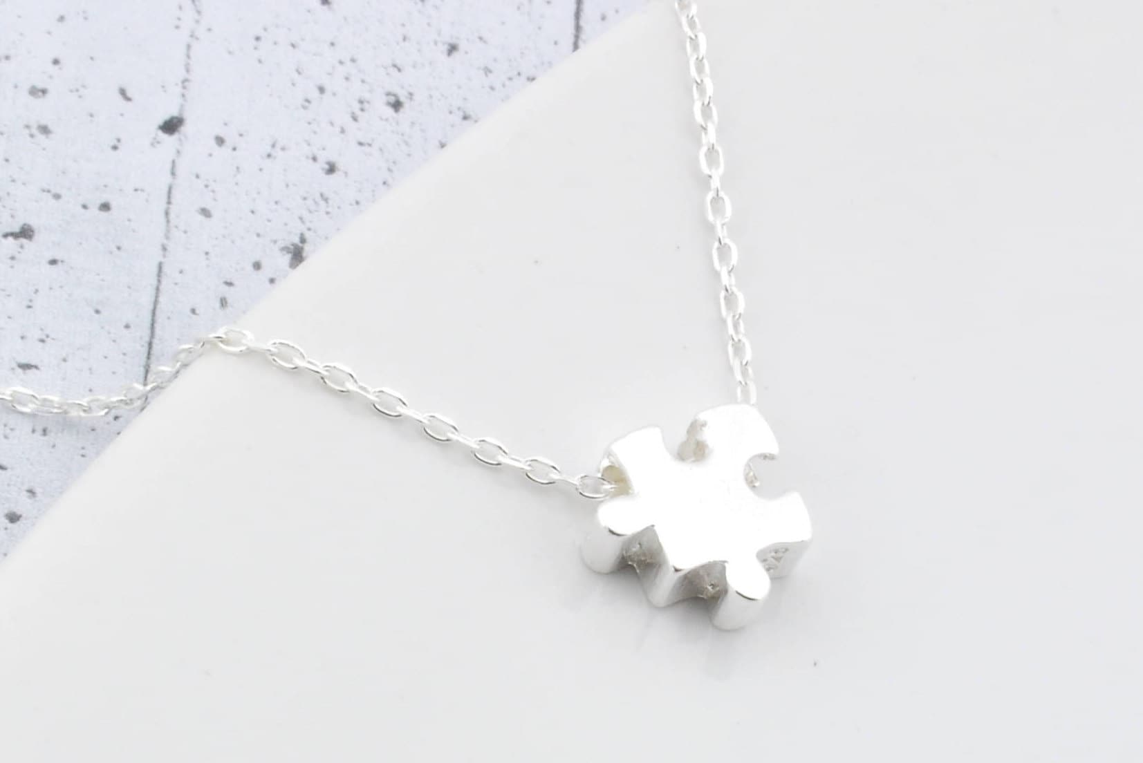 Puzzle Stück Bff Kette, Sterling Silber 3D Anhänger, Minimalist Geschenk Für Beste Freundin von BySendiJewelry