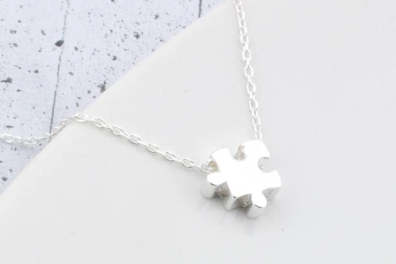Puzzle Stück Bff Kette, Sterling Silber 3D Anhänger, Minimalist Geschenk Für Beste Freundin von BySendiJewelry