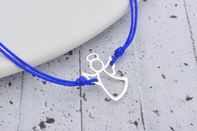 sterling Silber Engel Armbänder, Zarte Armband, Engel, Kordel Anhänger, Schutzengel Armband von BySendiJewelry