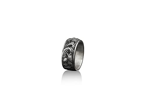 Bysilverstone Jewelry – Herrenring „Karpfen Und Wellen“ Aus Silber, Ring Mit Ornamenten Aus Silber, Stilvolle Herrenringe, Handgefertigter Herrenring „Karpfen Und Wellen“ Aus Sterlingsilber Mit Japani von BySilverStone Jewelry