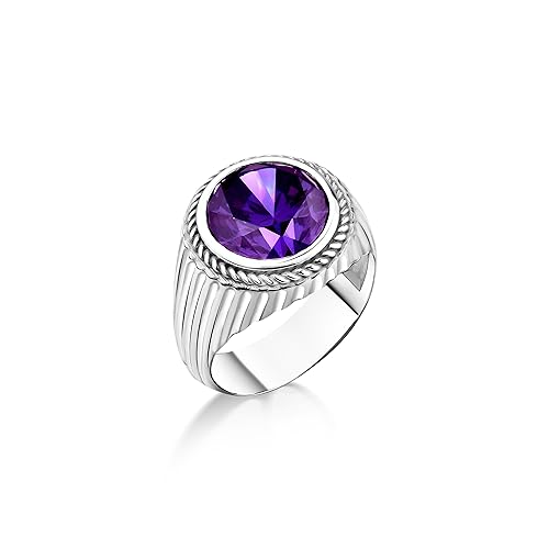 BySilverStone Jewelry Großer Amethyst-Herren-Solitär-Herrenring In Silber, Minimalistischer Statement-Ring Für Männer, Einzigartiger Herren-Mode-Amethyst-Ring, Geschenk Für Freund von BySilverStone Jewelry