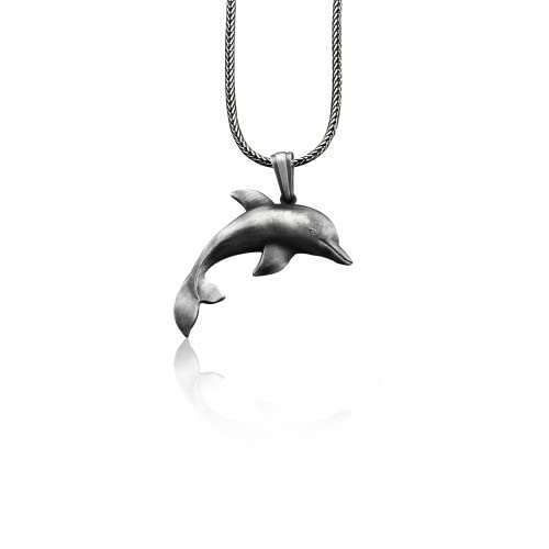 BySilverStone Jewelry - Handgefertigte 3D-Charn-Halskette Aus Sterlingsilber Für Herren, Delfin-3D-Silber-Herrenschmuck, Meerestier-Halskette, Dophin-Anhänger, Erinnerungsgeschenk von BySilverStone Jewelry