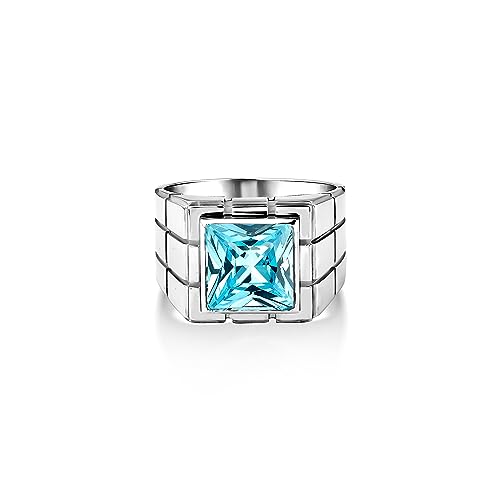 BySilverStone Jewelry Handgefertigter Klassischer Herrenring Mit Blauem Topas In 925Er Silber, Einzigartiger Herren-Topas-Ring Für Den Täglichen Gebrauch, Aquamerin-Steinring Für Männer In Silber von BySilverStone Jewelry