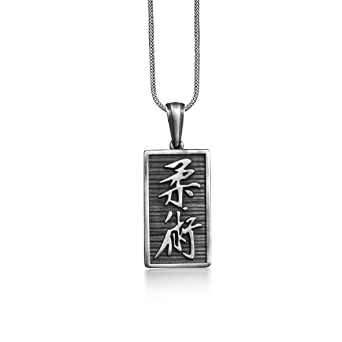 BySilverStone Jewelry Japanische Kanji-Halskette Aus Silber, Jui-Jitsu-Halskette Für Die Beste Freundin, Oxidierte Glückskette Für Papa, Halskette Mit Gravur Für Jeden Tag von BySilverStone Jewelry