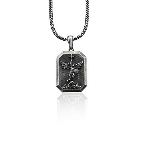 BySilverStone Jewelry – Personalisierte Erzengel-Heilige-Michael-Halskette, Erzengel-Herrenanhänger Aus Massivem Silber, St.-Michael-Halskette, St. Michael Ist Kommandeur Der Armee von BySilverStone Jewelry