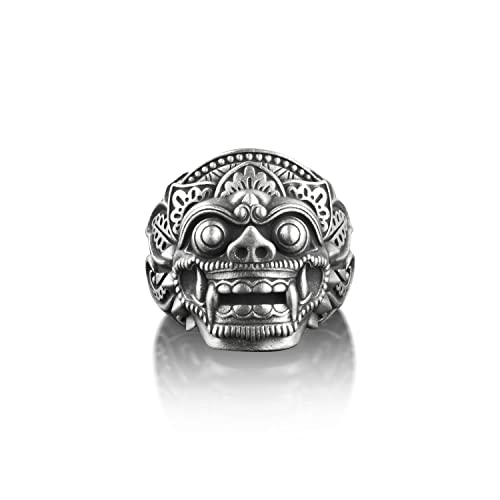 BySilverStone Jewelry Silberring Für Herren – Barong Gott Des Guten Herrenring Aus Silber, Balinesische Mythologie, Gothic-Ring Für Herren, Indonesischer Ring Zum Schutz, Fantasy-Ring Für von BySilverStone Jewelry