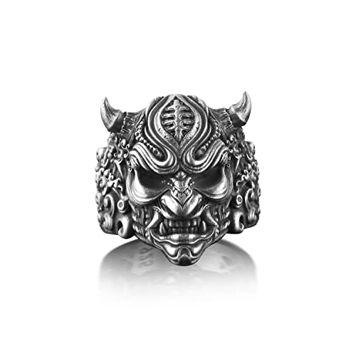 BySilverStone Jewelry Silberring Für Herren – Hannya-Ring Aus Oxidiertem Sterlingsilber, Außergewöhnlicher Gothic-Ring Für Herren, Oni-Ring Im Ungewöhnlichen Stil, Dämonenring Für Freund, von BySilverStone Jewelry